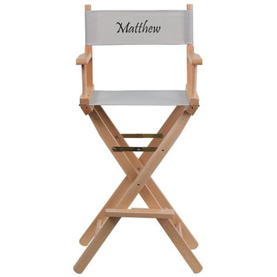 Personalized Director Seat  Personalized Bar Height Directors Chair in Gray