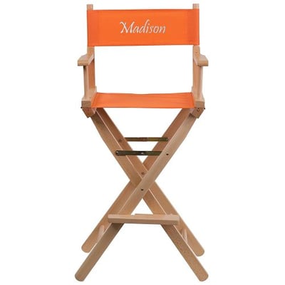 Personalized Director Seat  Personalized Bar Height Directors Chair in Orange