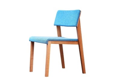 Danish Spunk Armless Chair, Natural Wood, Blue