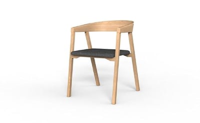 Mid-Century Modern Elbow Ashtree Chair, Wood Veneer, Grey