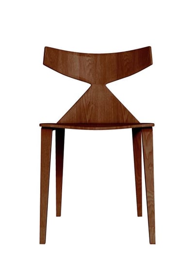 Grandprix Tapered-Leg Oak Armless Chair, Walnut