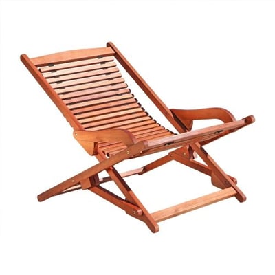 VIFAH V157 Outdoor Wood Folding Lounge, Natural Wood Finish, 25 by 40 by 28-Inch