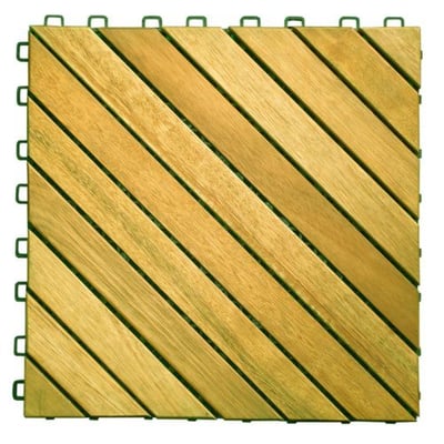 VIFAH V368 Acacia Hardwood 12-Slat Deck Tiles, 10-Pack