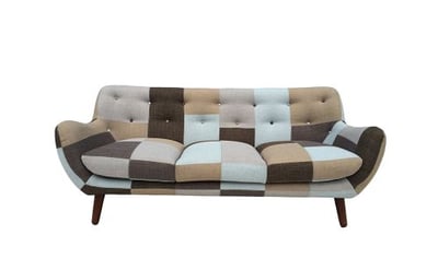 Naples Bridgewater Rustic Patchwork Sofa, Grey-Brown-Blue
