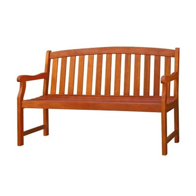 VIFAH V275 Outdoor Wood Bench, Natural Wood Finish, 60 by 23.2 by 35.4-Inch