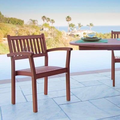 VIFAH V1080 Set of 4 Stacking Dining Chairs, Natural Wood Finish, 22.7 by 22 by 32.9-Inch
