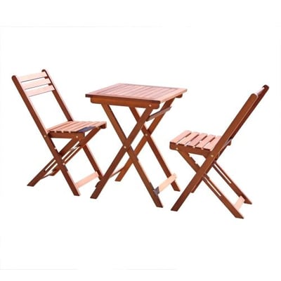 Vifah V1381 Outdoor Wood Folding Bistro Set with Square Table and Two Chairs