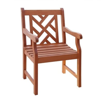 VIFAH V187 Outdoor Wood Arm Chair, Natural Wood Finish, 23 by 23 by 37-Inch