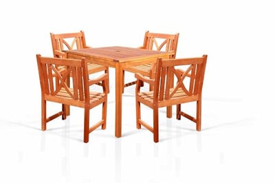 Vifah V1401SET9 Dining Set with Square Table and 9-Armchairs, Large, Brown