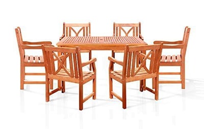 Sturdy and Large Dining Set w/ square table, and armchairs by Vifah