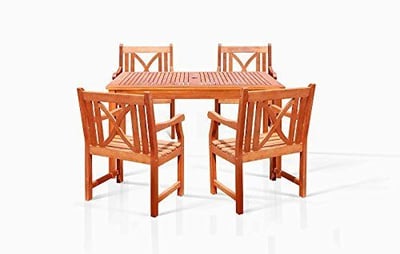 Sturdy and Large Dining Set w/ square table, and armchairs by Vifah