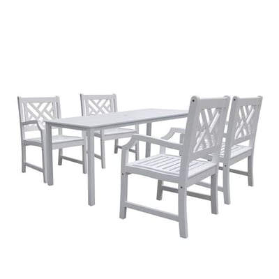 Vifah V1336SET8 Bradley Rectangular Table and Armchair Outdoor Wood Dining Set
