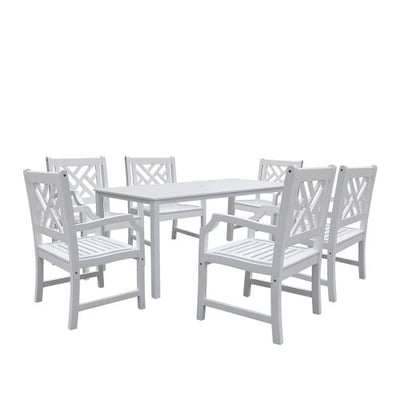 Vifah V1336SET9 Bradley Rectangular Table and Armchair Outdoor Wood Dining Set
