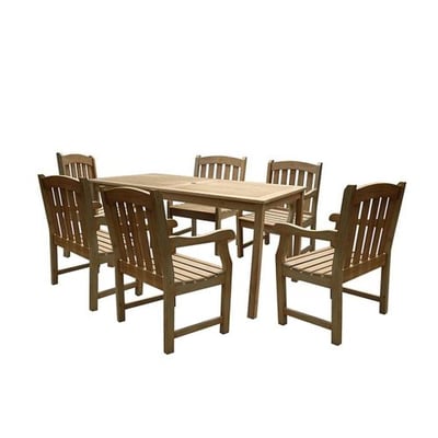 Vifah V1297SET5 Renaissance Rectangular Table and Armchair Outdoor Hand-Scraped Hardwood Dining Set