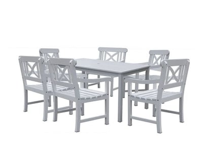 Vifah V1336SET3 Bradley Rectangular Table and Armchair Outdoor Wood Dining Set