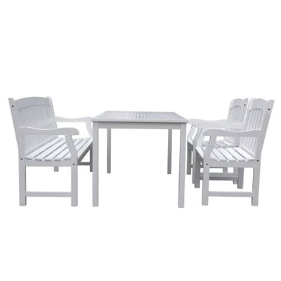 Vifah V1336SET10 Bradley Rectangular Table and Armchair Outdoor Wood Dining Set