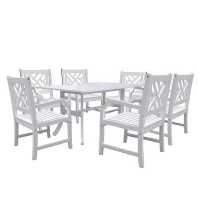 Vifah V1337SET3 Bradley Rectangular and Curved Leg Table and Armchair Outdoor Wood Dining Set