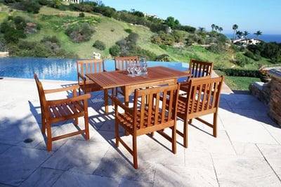 Malibu V1561SET6 Eco-Friendly 7 Piece Wood Outdoor Dining Set