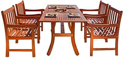 Malibu V189SET5 Eco-Friendly 5 Piece Wood Outdoor Dining Set