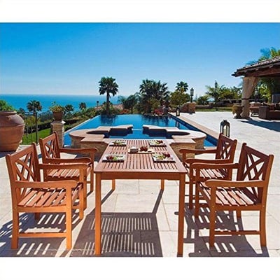 Vifah V98SET6 Malibu Eco-Friendly 5-Piece Wood Outdoor Dining