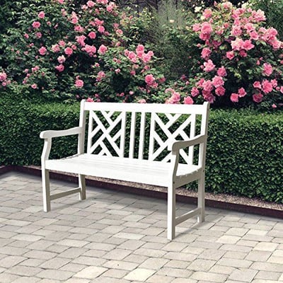 Bradley Eco-friendly Outdoor Wooden Garden Bench in White Finish
