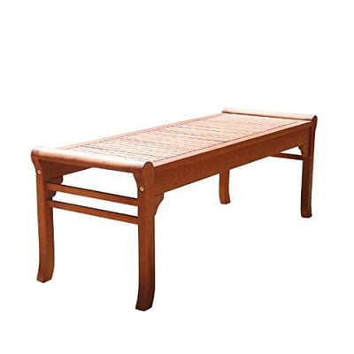 V1646 Eco Friendly Outdoor Hard Wood Fully Assembled Foldable Garden Bench - Natural Wood
