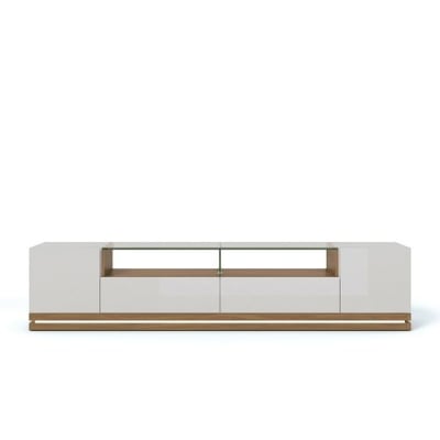 Manhattan Comfort Vanderbilt TV Stand with LED Lights in Maple Cream and Off White