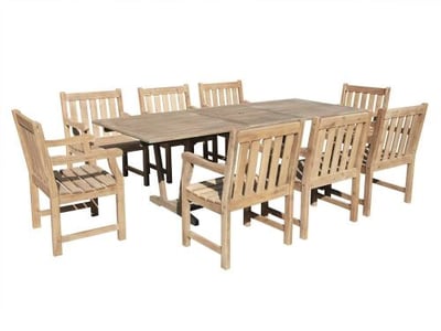 Vifah V1294SET20 Renaissance Eco-friendly 9-piece Outdoor Hand-scraped Hardwood Dining Set with Rectangle Extention Table and Arm