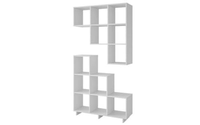 Accentuations by Manhattan Comfort Sophisticated Cascavel Stair Cubby with 6 Cube Shelves in White. Set of 2.