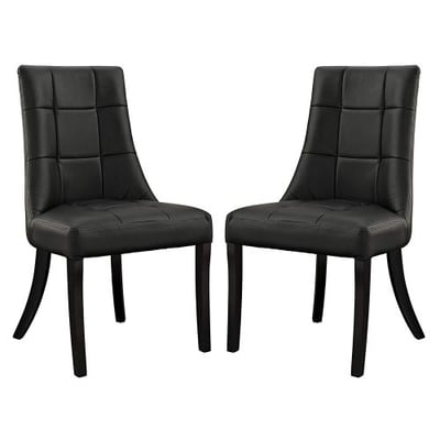 Modway Noblesse Vinyl Dining Side Chairs in Black - Set of 2