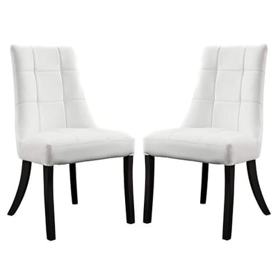 Modway Noblesse Vinyl Dining Side Chairs in White - Set of 2
