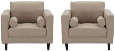 Manhattan Comfort Arthur Modern Tweed Fabric Upholstered Living Room Armchair Set, Tan Brown