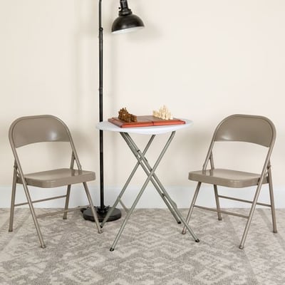 2 Pk. HERCULES Series Double Braced Gray Metal Folding Chair