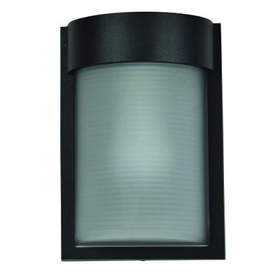 Destination - LED Outdoor Wall Light - Black Finish - Ribbed Frosted Glass Shade