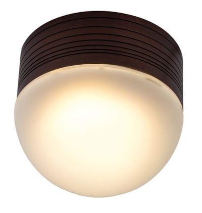 MicroMoon - 1-Light Flush/Wall Mount - Bronze Finish - Frosted Glass Shade