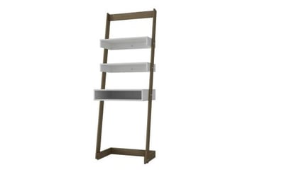 Accentuations by Manhattan Comfort Urbane Carpina Ladder Desk with 2 Floating Shelves and 1- Tabletop and Cubby in and Oak Frame and White Shelves