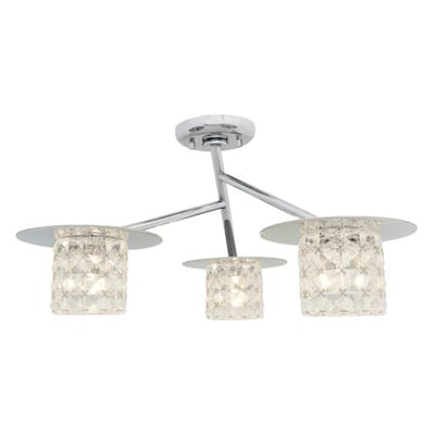 Access Lighting 23924-CH/CCL Prizm Three Light Semi Flush with Clear Crystal Glass Shade, Chrome Finish