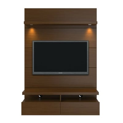 Manhattan Comfort Cabrini 1.2 Floating Wall Theater Entertainment Center in Nut Brown