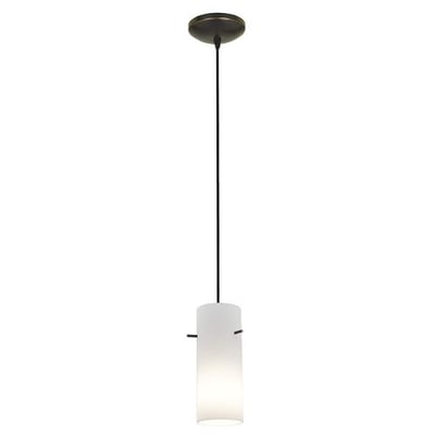 Cylinder - Integrated (SSL) LED Cord Pendant - Oil Rubbed Bronze Finish - Opal Glass Shade