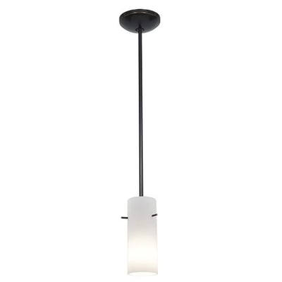 Cylinder - Integrated (SSL) LED Rod Pendant - Oil Rubbed Bronze Finish - Opal Glass Shade