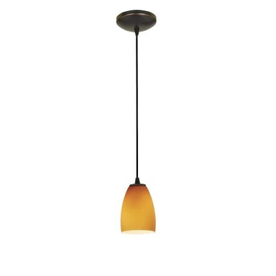 Sherry - Integrated (SSL) LED Cord Pendant - Oil Rubbed Bronze Finish - Amber Glass Shade