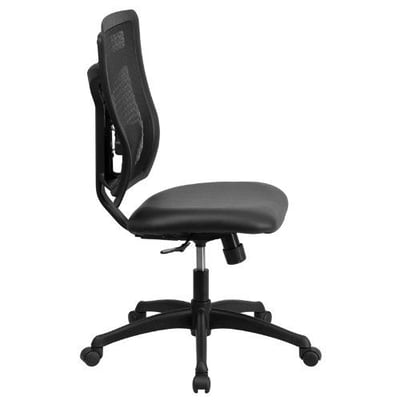 Galaxy High Back Black Designer Back Swivel Task Chair with Leather Padded Seat