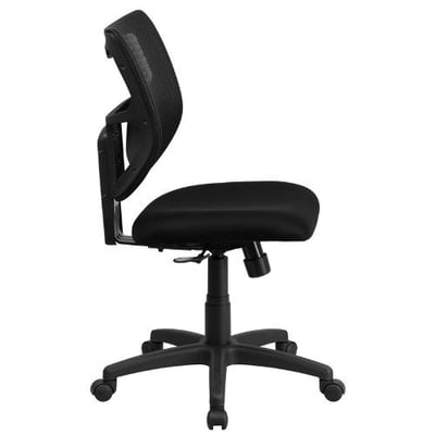 Galaxy Mid-Back Black Mesh Designer Back Swivel Task Chair with Fabric Padded Seat