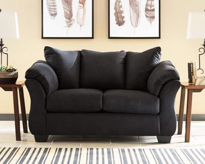 Flash Furniture Signature Design Black Love Seat Microfiber Sofa