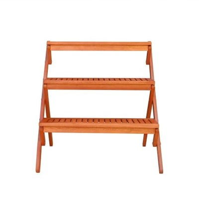 VIFAH V499 Outdoor Wood Three-Layer Plant Stand