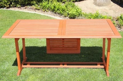 VIFAH V232 Outdoor Wood Rectangular Extention Table with Foldable Butterfly