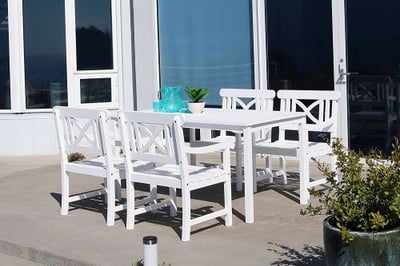 Vifah V1336SET2 Bradley Rectangular Table and Armchair Outdoor Wood Dining Set