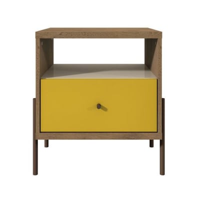 Manhattan Comfort Joy 1-Full Extension Drawer Nightstand in Yellow