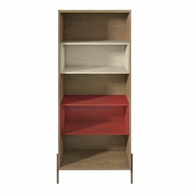 Manhattan Comfort Joy 5-Shelf Bookcase in Red & Off White