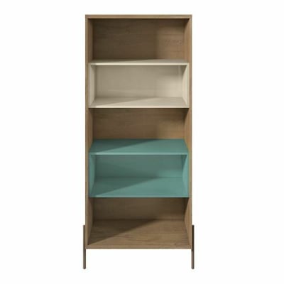 Manhattan Comfort Joy 5- Shelf Bookcase in Blue & Off White
